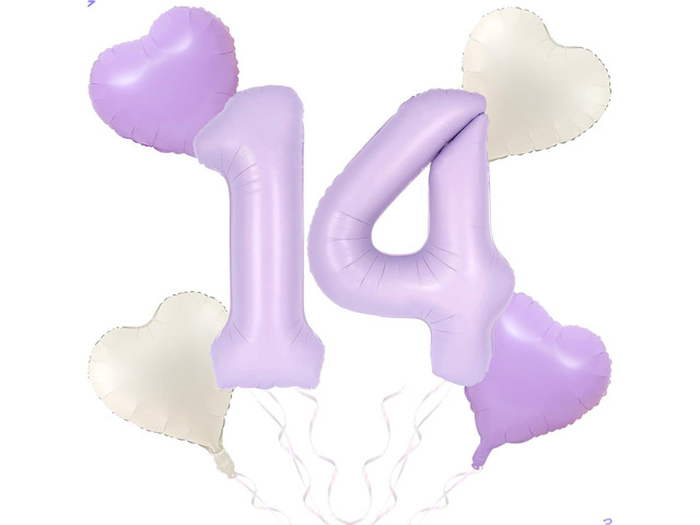 40 inch Light Purple Number 14 41 Balloon for Lavender Birthday Decorations, Large Lavender 14 41 Balloon Number 41th 14th Party Decorations,Lilac...