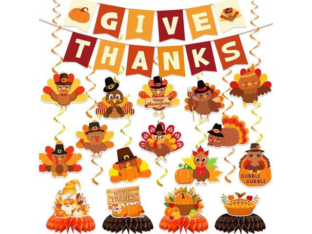 Thanksgiving Party Decorations, Thanksgiving Decorations Indoor Give Thanks Banner Hanging Swirls Centerpieces for Thanksgiving Party Supplies