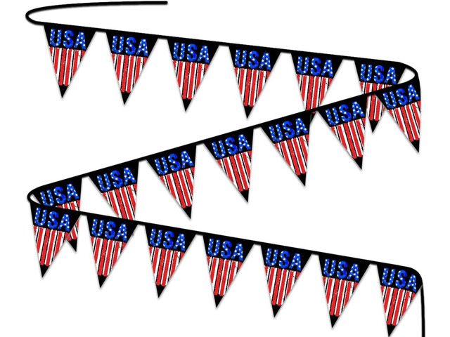 Fabric Pennant Banner for Independence Day, Happy 4th of July American Flag Banner, Patriotic Party Decorations and Supplies