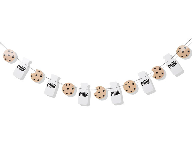 Cookies Milk Birthday Party Banner - Cookies And Milk Theme Decorations, Baby Shower Banner, Photo Smash Props, First Birthday Party Supplies
