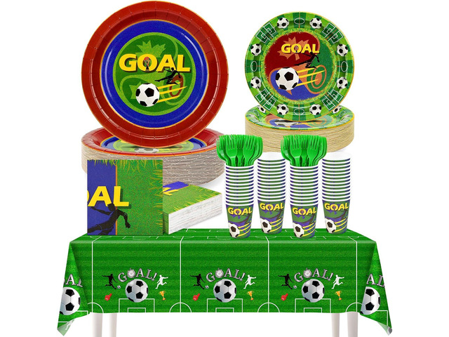 251PCS Soccer Party Decorations Serve 50 World Cup 2026 Soccer Ball Birthday Plates and Napkins Cups Tablecloth Party Supplies Disposable Party...