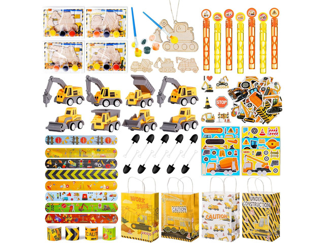 Vanblue 146Pcs Construction Party Favors Birthday Decorations Supplies for Kids,Goodie Bag Stuffers Craft Kits Classroom Rewards,Construction Theme...