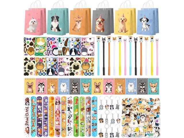 122 Pcs Dog Party Favors, Dog Themed Birthday Party Decorations, Cute Dog Goodie Bags Stuffers Make Your Own Stickers Keychain Wristbands Mini...