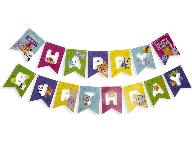 Listener Kids Birthday Party Supplies and Decorations Serves 16 Guests Complete set includes - 9 Plates, 7 Plates, Cups, Napkins, Banner, Table...