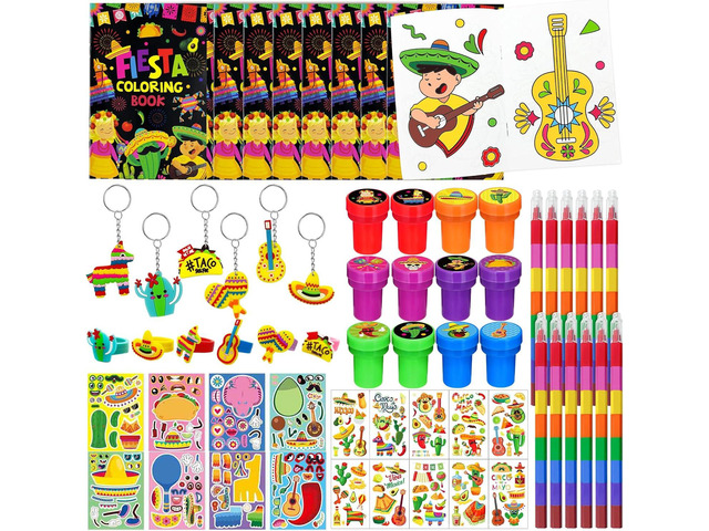 Cinrobiye 72 Pcs Mexican Fiesta Party Favors, Coloring Books & Crayons Set, Cinco de Mayo Pinata Goodie Bag Fillers, Day of the Dead Craft Kit,...