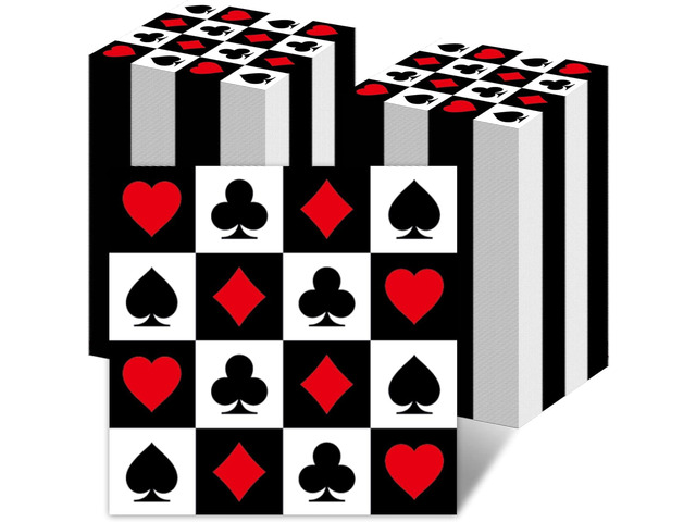 200Pcs Casino Poker Card Party Napkins Las Vegas Theme Party Paper Napkins Casino Poker Disposable Party Napkins Set Texas Holdem Paper Luncheon...