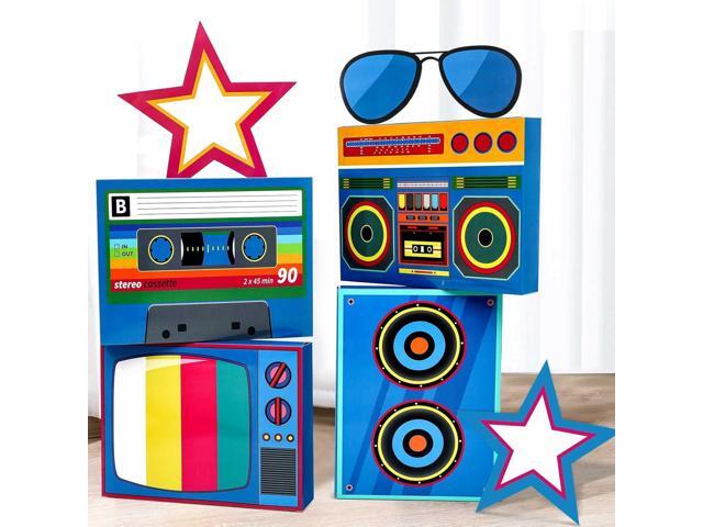 Weekgrat 7 pcs Large 80s 90s Party Decorations 3D Hip Hop Favor Set Paper Boombox Cassette Boxes for Retro Back to 1980s 1990s Theme Birthdays...