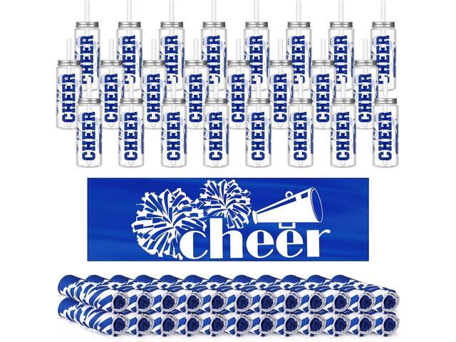 48 Pcs Cheerleader Gift Bulk Cheerleading Plastic Tumbler Cheer Team Cooling Towel Reusable Cheerleader Water Bottle with Lid and Straw for Sport...