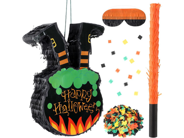 HyDren Halloween Witch Legs PiÃ±ata for Halloween Party Supplies with Blindfold Bat Halloween Photo Prop Decoration