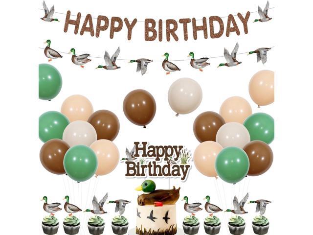 Mallard Duck Birthday Party Decorations for Boy, Duck Theme Party Supplies with Happy Birthday Banner, Duck Cake Topper, 24Pcs Cupcake Toppers,...