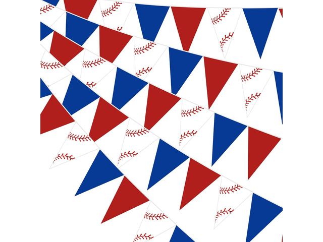 Faccito 5 Pack Baseball Banners Party Decorations Sports Championship Pennants Hanging Decor Themed Triangle Flags Athletics Game Garland for...