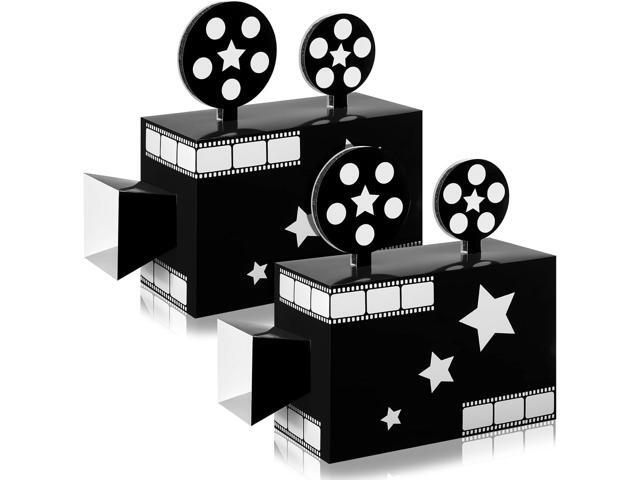 Affrolling 2 Pcs Movie Night Party Paper Box Decorations 11.8 Inch Movie Theater Decor Prop for Party Red Carpet Paper Projector Sign Film Theater...