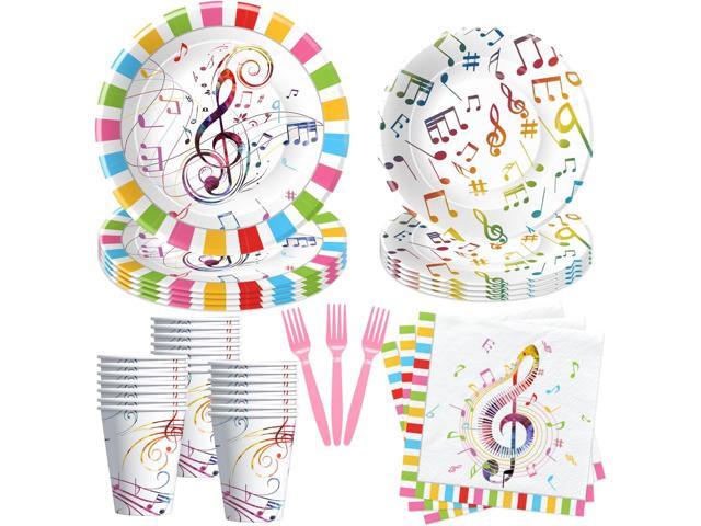 Music Theme Party Decorations Dinnerware, Colorful Social Media Theme Music Notes Party Supplies Tableware for Birthday & Baby Shower, Paper Plate,...