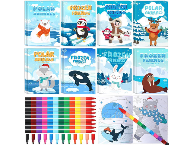 Funrous 24 Set Snowball Mountain Coloring Books with Crayons Bulk VBS 2026 Polar Animals Coloring Pages Winter Party Favors for Kids Sunday School...