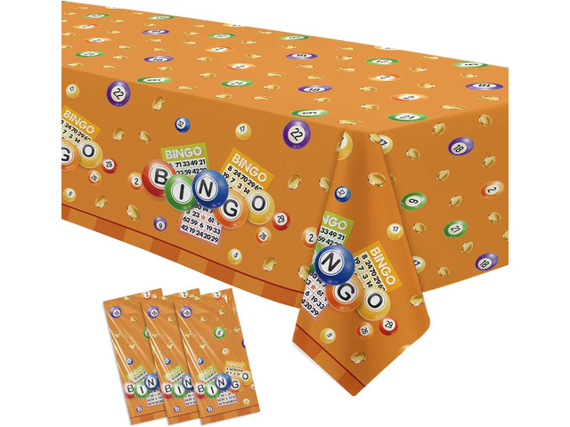 Bingo Decorations Party Tablecloth, 3 Pack Disposable Bingo Birthday Party Supplies Table Cover, 55in x 86in
