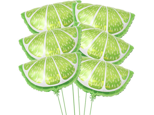4 Pieces 26 Inches Large Fruit Lime Balloons, Green Aluminum Foil Lemon Balloon for Fruit Themed Birthday Wedding Decorations Party Supplies