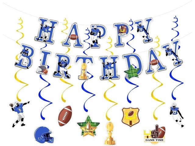 Football Birthday Party Decorations Football Birthday Banner with Super Bowl & Themed Party Supplies for Gameday Tailgate Decorations (Pre-Strung)