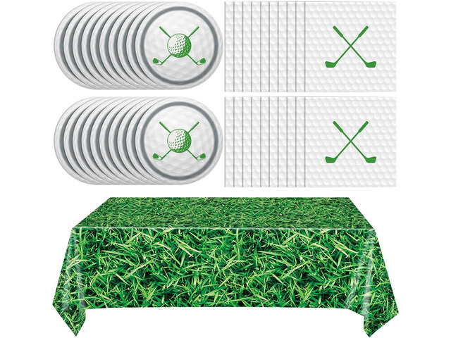 Golf Party Plates Napkins Tablecloth- 41PCS Golf Party Supplies Golf Party Tableware Set Golf Theme Paper Plates Napkins and Tablecover Disposable...