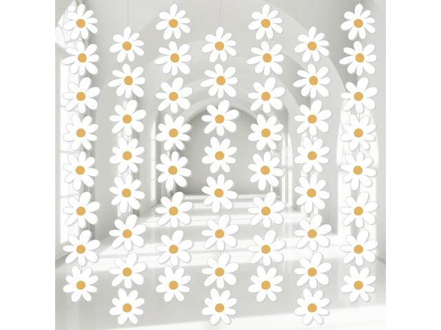 VitalCozy 24 Packs Daisy Boho Party Decorations Daisy Paper Garlands White Flower Hanging Garland Banners Summer Flower Cutouts for Birthday Baby...