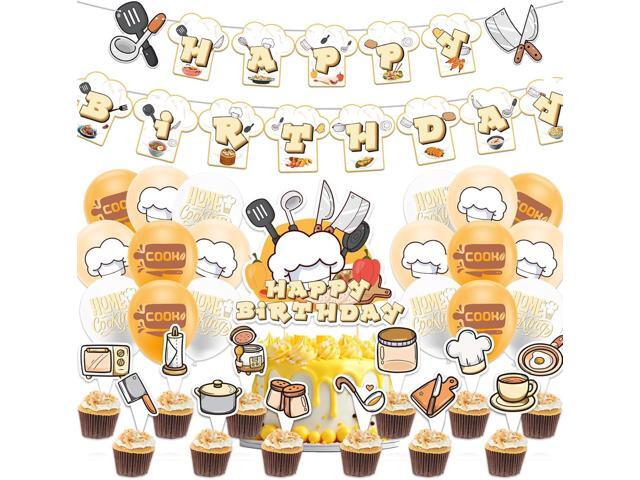 Cook Party Decorations Home Cooking Birthday Party Supplies Includes Cook Kitchenware Birthday Banner, Cake Topper, Cupcake Toppers, Balloons