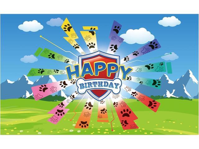 Dog Paw Birthday Banner Decorations, 70.8x43.3 inch Giant Size Background, Perfect for Birthday Baby and Kids Party Supplies
