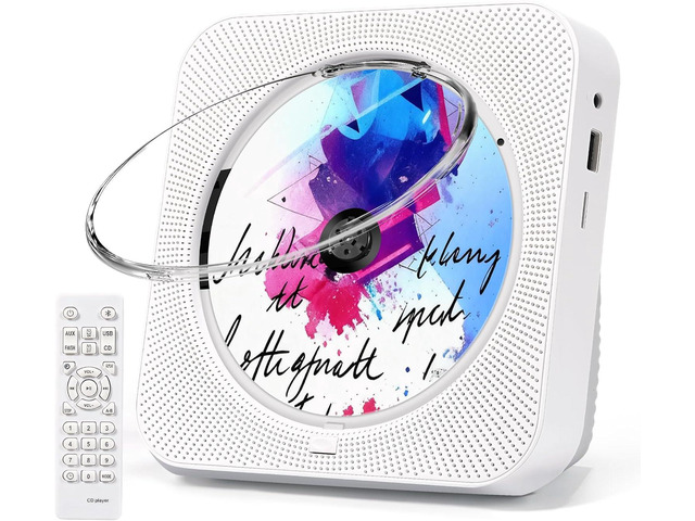 CD Player Portable, Bluetooth CD Players for Home with Remote Control HiFi Stereo LED Display Timer FM Radio AUX/USB/TF Jack, Music CD Player with...