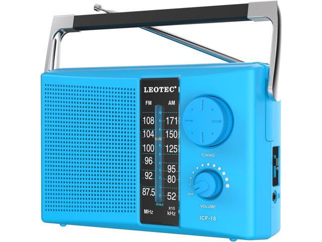 LEOTEC AM/FM Radio with Best Reception, AC or Battery Operated Portable Radio with Big Speaker, Large Tuning Knob, Clear Dial, Earphone Jack for...