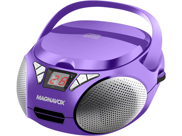 Magnavox Portable Top Loading CD Boombox with AM/FM Stereo Radio in Black CD-R/CD-RW Compatible LED Display AUX Port Supported Programmable...