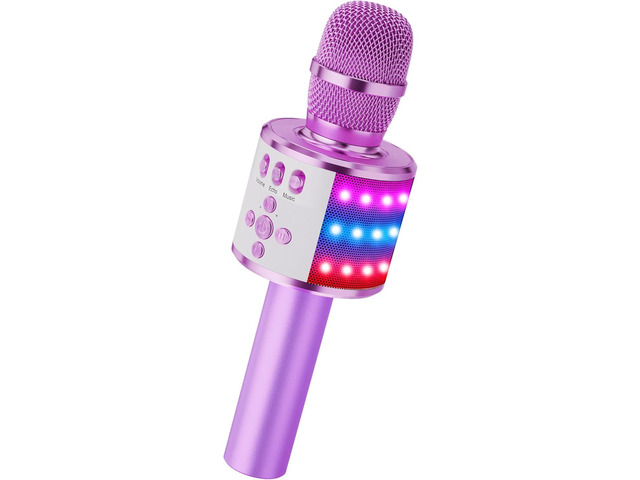 BONAOK Karaoke Microphone for Kids & Adults - Bluetooth Microphones Singing Mic with Disco Lights, Echo Effect, Built-in Speaker Portable Karaoke...