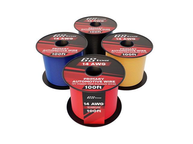 GS Power 400ft CCA 14 Gauge Wire Automotive, 100ft Spool, 4 Colors, 14 AWG 12v, Speaker Electrical Wire Low Voltage Primary for Car Stereo Audio...