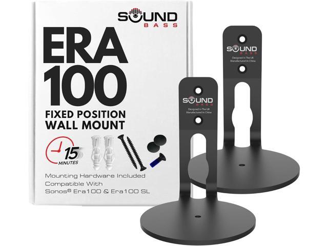 Sound Bass ERA 100 Wall Mount Bracket, Low Profile, Black, Twin Pack, Compatible with Sonos ERA100 & ERA 100 SL Speaker, Complete with All Fixing...