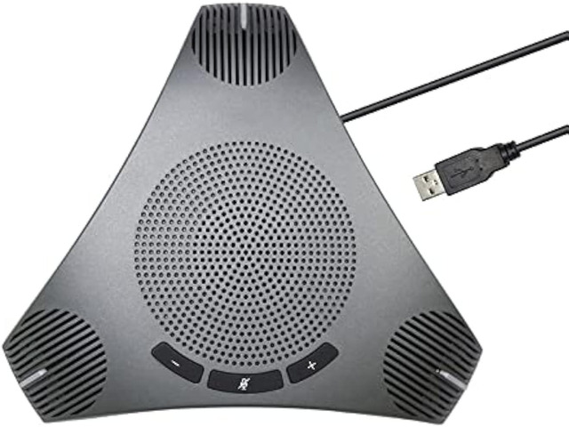 Conference Speaker and Microphone,360° Omnidirectional USB Speakerphone Microphone, Clear Voice Pickup, Noise Reduction Computer Microphone for...