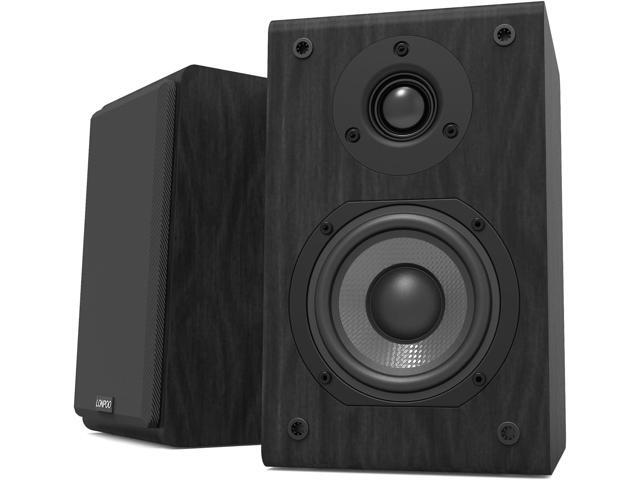 LONPOO Passive Bookshelf Speaker, 75W x 2 Classic Wooden Near Field Monitor with 4-Inch Carbon Fiber Woofer &1-Inch Silk Domed Tweeter 2-Way...