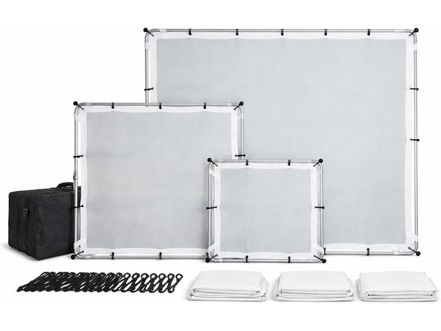 Glide Gear BFS 100 Butterfly Scrim 4x4, 6x6, 8x8 Diffuser 3 Nylon Silks, Quick-Setup Frame, C-Stand Clamps Included