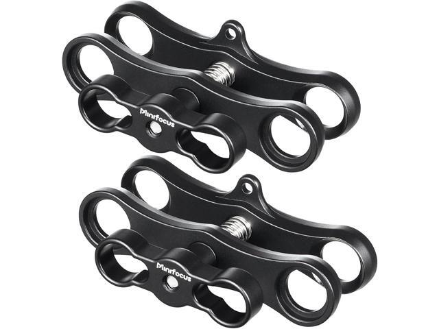 MINIFOCUS 1' Long Ball Clamp Dual Holder Mount for Underwater Photography Diving Light System, Compatible for GoPro Action Camera Flashlight Arms...