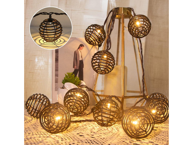 Vigdur Patio String Lights Outdoor, Brown Globe Lantern String Lights with 10 Bulbs Plug in, Connectable Indoor String Light for Home Garden...