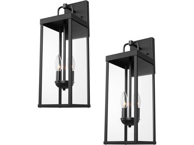 Outdoor Wall Sconce Lights, 20 Inch Tall Transitional Exterior Wall Lighting with Clear Glass, Modern Black Carriage Lantern Lamp Outside for Front...