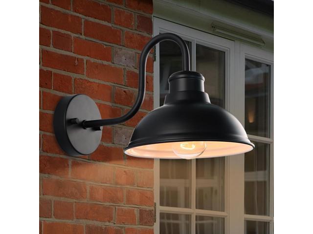 Outdoor Gooseneck Barn Light Fixture, 8 Inch Farmhouse Exterior Vintage Wall Mount Lighting, Anti-Rust Waterproof Industrial Matte Black Outside...