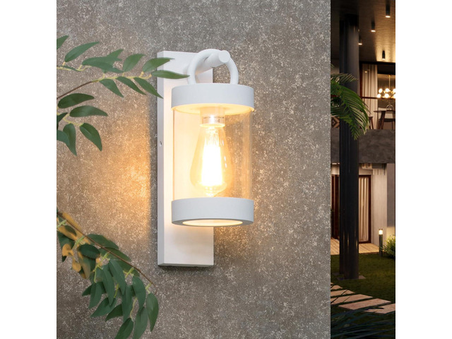 Porch Light White Dusk to Dawn Outdoor Wall Light, 13in Large Exterior Lighting Fixture for House Garage Front Door, Waterproof Outside Hanging...