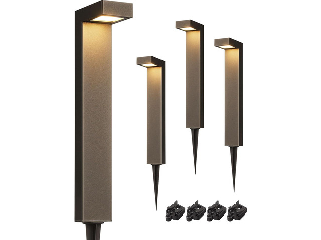 EDISHINE Low Voltage Pathway Lights Wired, 3000K 3.2W 50,000Hrs Waterproof LED Outdoor Landscape Lighting with Connectors, 12V Modern Cast-Aluminum...