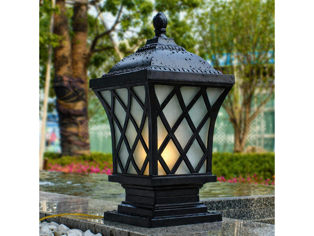 Outdoor Column Lights, 24.4 Modern Column Lamp IP54 Waterproof Glass Post Light Outdoor E26 Aluminum Fence Post Light Fixtures for Villa Garden...