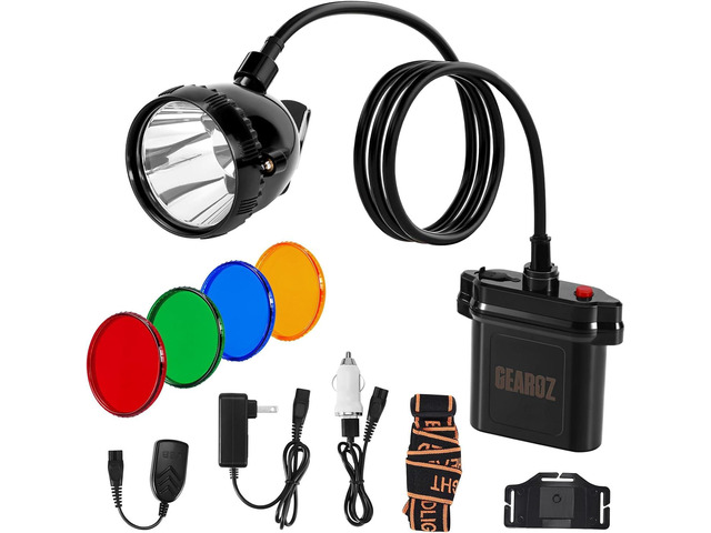 GearOZ 10W LED Coon Hunting Lights Rechargeable Hunter Headlamp 25000 Lux 500 Lumen, IPX5 Waterproof, Coyote/Hog/Predators Head Lamp, Explosion...
