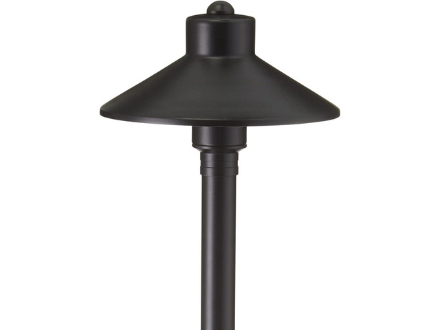 VOLT Flat Hat 12V Black Brass Path Light (7' Shade, 24' Tall) for Low Voltage Landscape Lighting on Outdoor Pathway, Walkway, Garden, Driveway or...