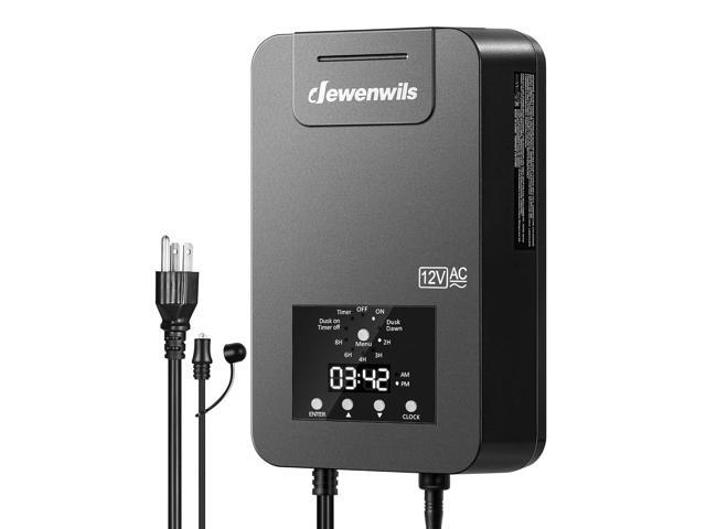 DEWENWILS 200W Low Voltage Landscape Transformer with Photocell Sensor & Timer, 120V AC to 12V/14V AC, Weatherproof Outdoor Landscape Lighting.