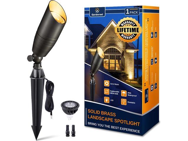 Gardenreet Landscape Spotlights Low Voltage - Brass 12V Outdoor Uplight LED, Wired Spot Lights IP65 Waterproof, Antique Bronze for Exterior Garden...