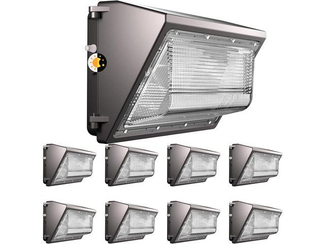 Lightdot 8 Pack 150W LED Wall Pack Lights, Wall Mount Outdoor Exterior Lighting, 100-277V, 22500LM Dusk-to-Dawn, IP65 ETL, 50ft Coverage Area,...