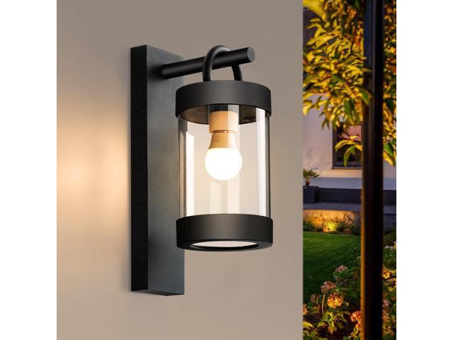 Outdoor Dusk to Dawn Wall Lights Modern Exterior Wall Mount Lantern Fixture Aluminum E26 Lamps Waterproof Porch Light for Patio Garage Front Door.