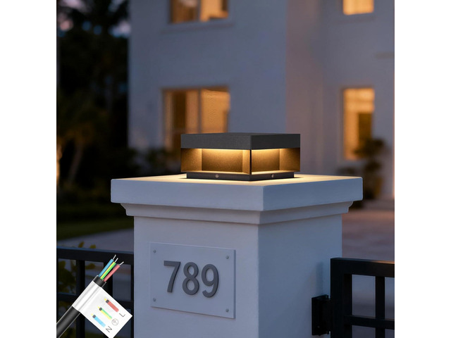 MVBT Outdoor Post Lights Hard Wired, 7.9' AC100-240V Column Lights, Waterproof Modern Pillar Light, 3000K Fence Post Cap Light, Deck LED Lamp...