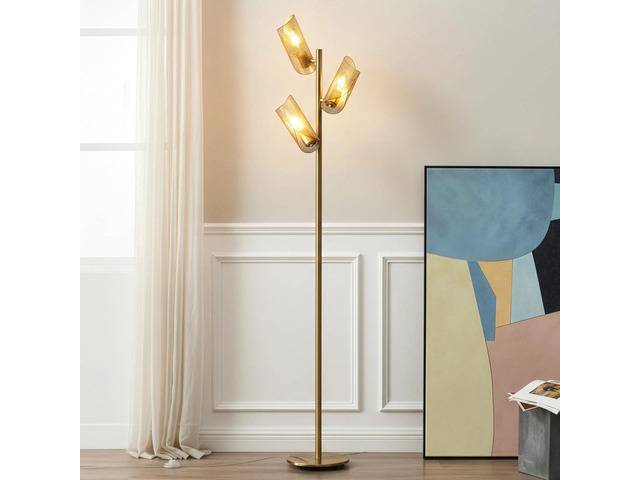 Brightech Lyra LED Tree Floor Lamp for Mid-Century Modern, Contemporary, Industrial Décor, 3 Light Head Standing Lamp with Metal Cage Shade,...
