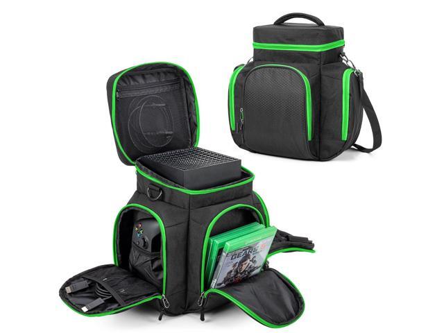 Trunab Carrying Case Compatible with Xbox Series X, Travel Game Bag, Green Multiple Pockets Fit Controllers, Games, Cables & Portable Hard Disk,.